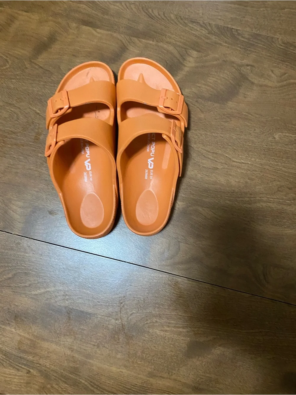 Women’s Double-Buckle Slide Sandals in Orange